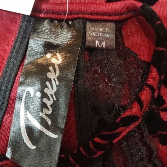 Trixxi Red Floral Bodycon Halter Dress Sz M - Picture 15 of 15